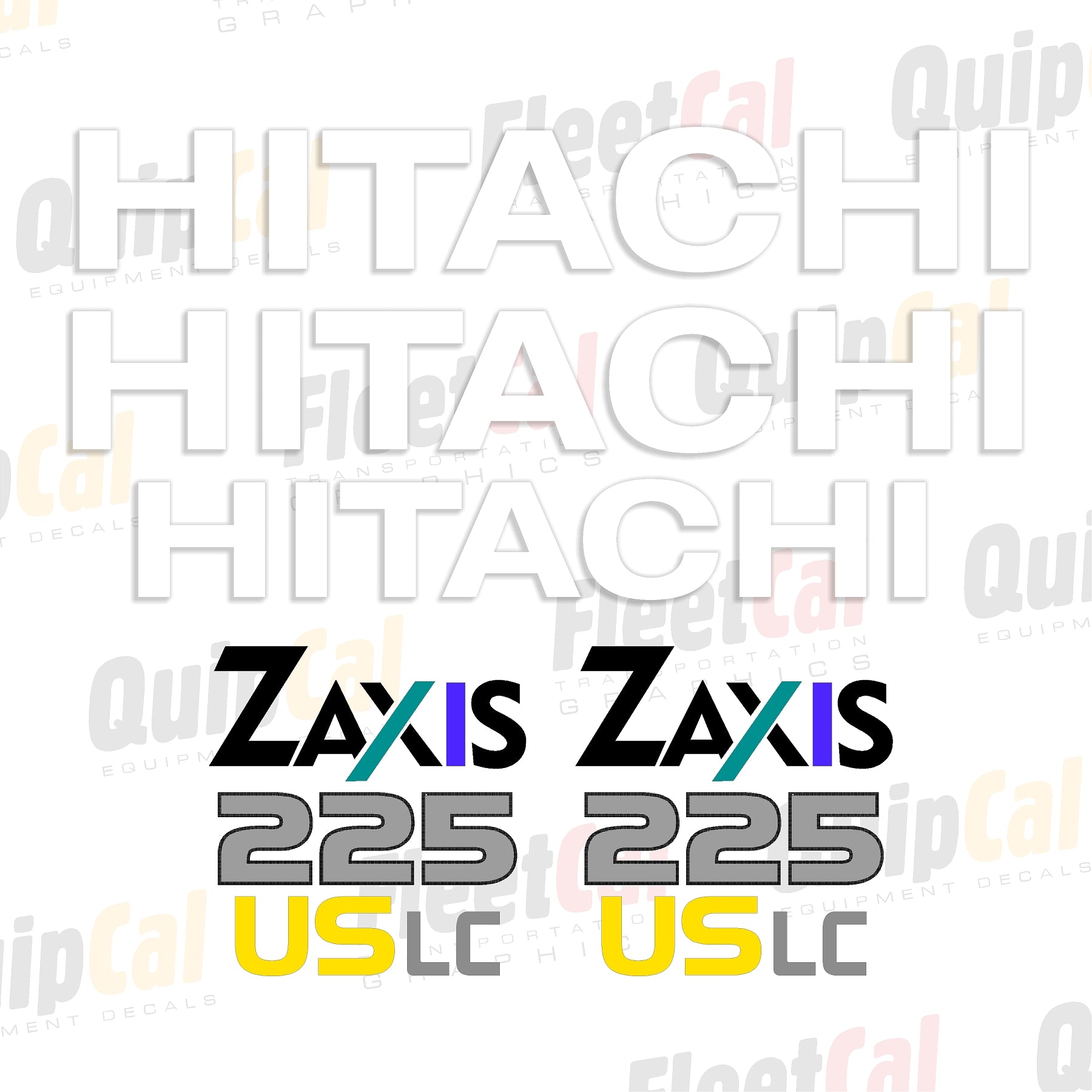 Hitachi Zaxis 225USLC Excavator Marking Decal Set – Truck and