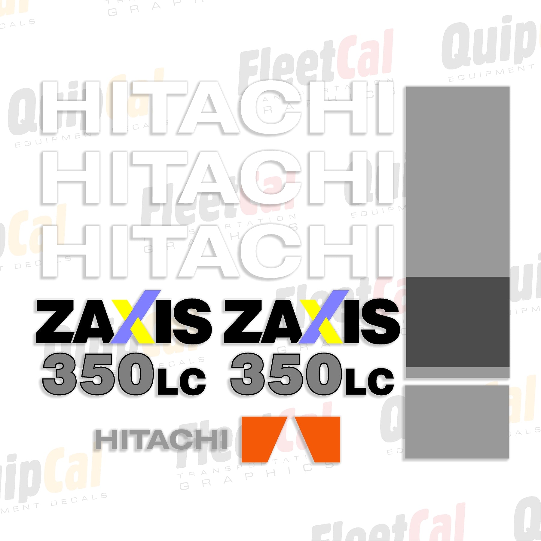 Hitachi Zaxis 350LC-3 Excavator Marking Decal Set – Truck and