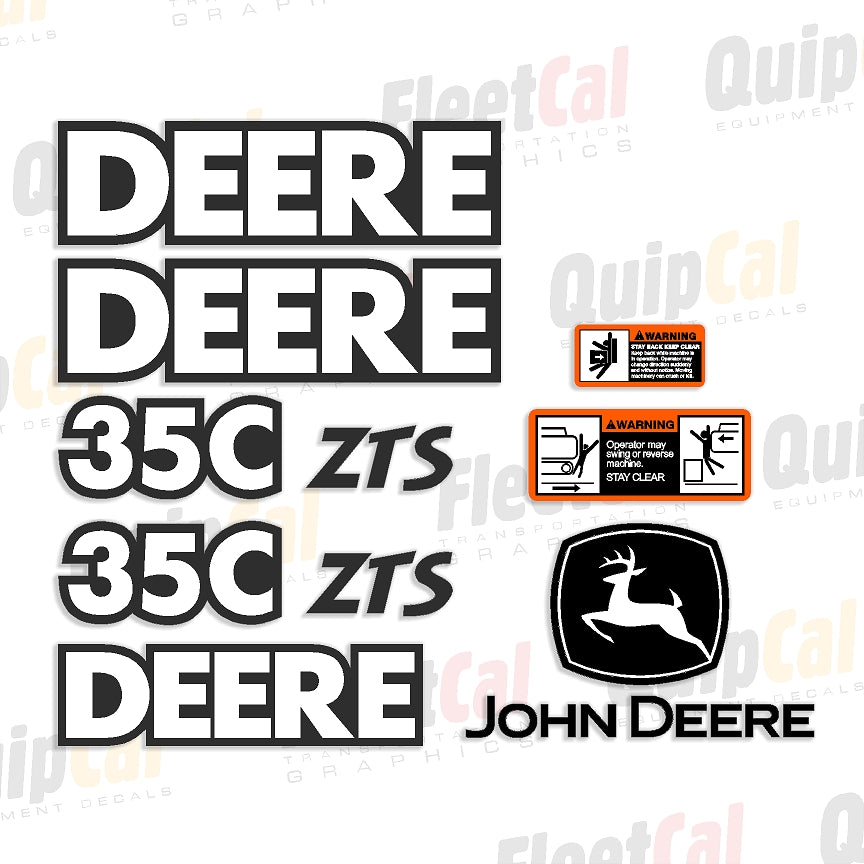 John Deere 35C ZTS Excavator Marking Decal Set – Truck and