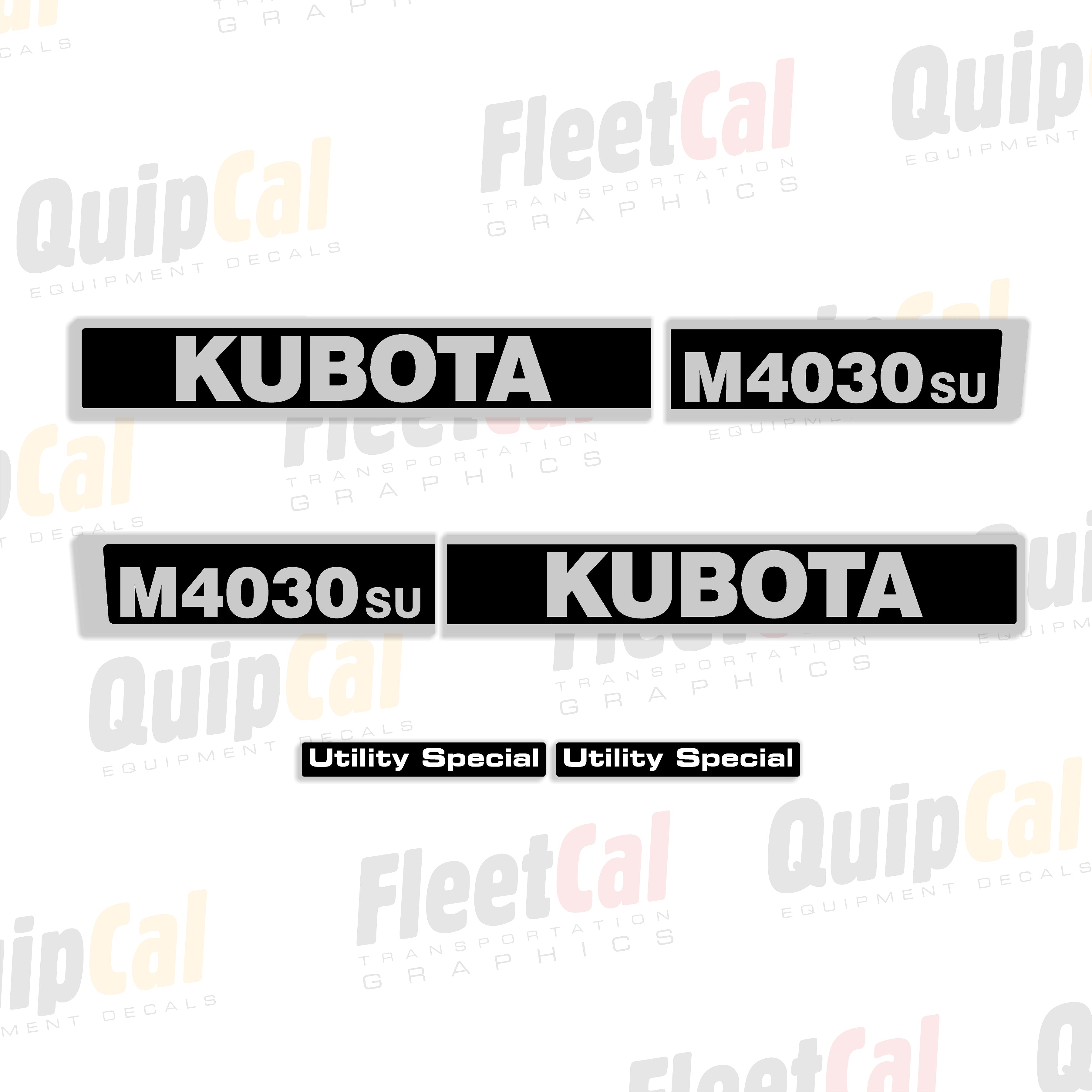 Kubota M4030SU Utility Special Tractor Hood Marking Decal Set