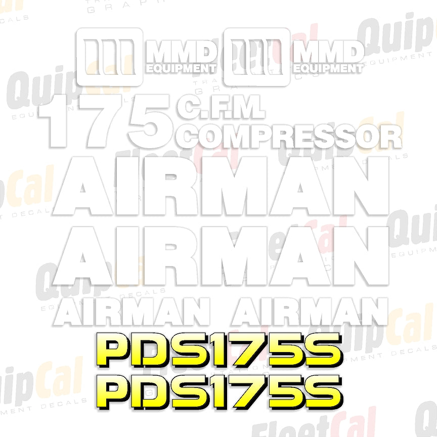 Compressor Sticker Model Airman PDS 175S 2008 Model Air Compressor Marking Decal Set – Truck and ...