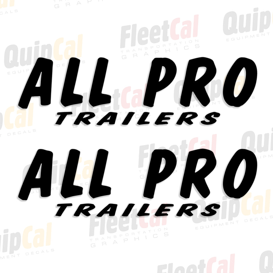 All Pro Trailers - Tag Trailer Decals (1 PAIR - Black)