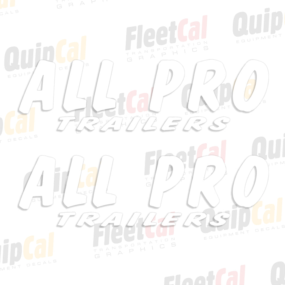 All Pro Trailers - Tag Trailer Decals (1 PAIR - White)