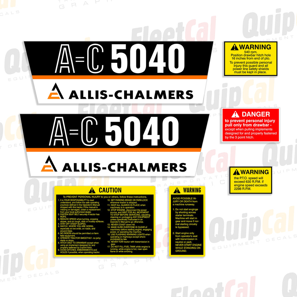 Allis-Chalmers 5040 Utility Tractor Decal Set
