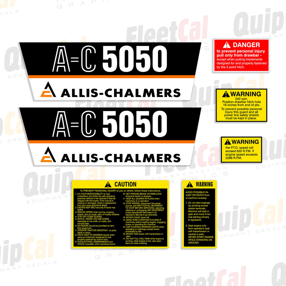 Allis-Chalmers 5050 Utility Tractor Decal Set