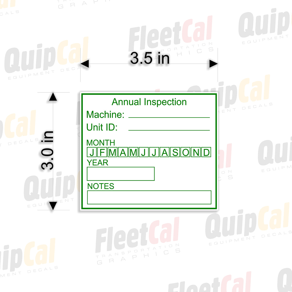Visual Inspection Rin Decals Annual Inspection Decal - 001 (QTY 50) – Truck and Equipment Decals