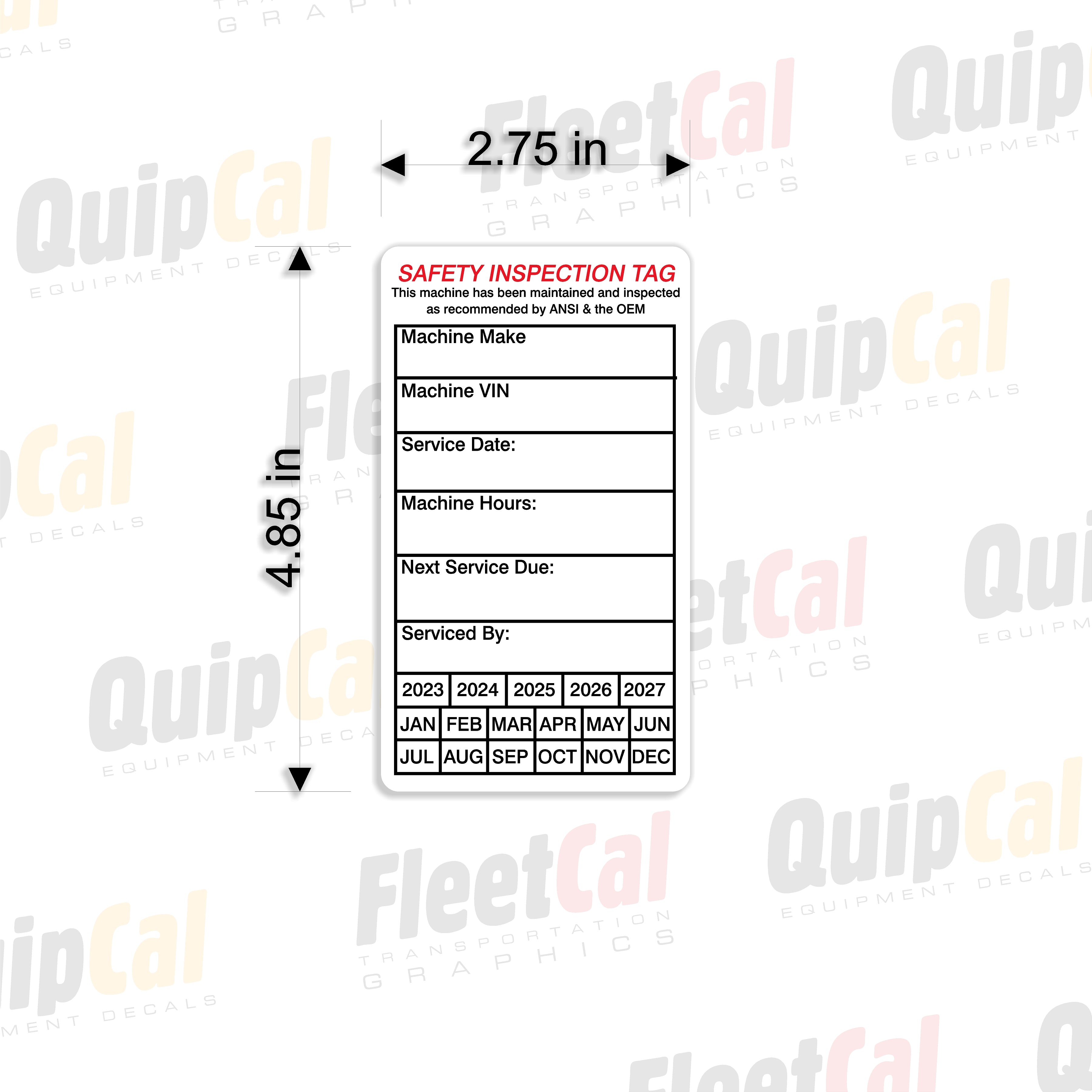Visual Inspection Rin Decals Annual Inspection Decal - 003 (QTY 10) – Truck and Equipment Decals