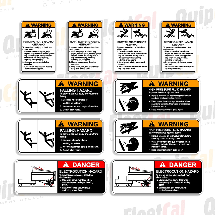 Auger Grain Trailer Basic Safety Decal Set – Truck and Equipment Decals