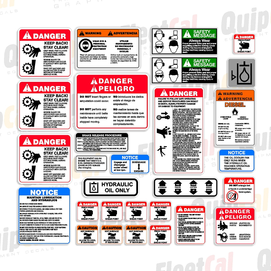 Bandit Stump Grinder Safety Decal Set – Truck and Equipment Decals