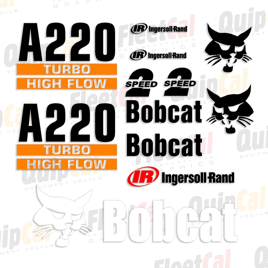 Bobcat A220 Skid Loader Early Model Marking Decal Set (Turbo High Flow)
