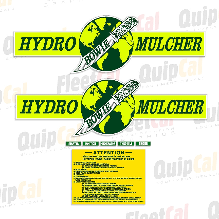 Bowie Hydro Mulcher Marking Decal Set – Truck and Equipment Decals