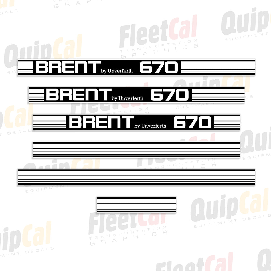 Brent 670 by Unverferth Grain Cart Decal Set (Black and White)