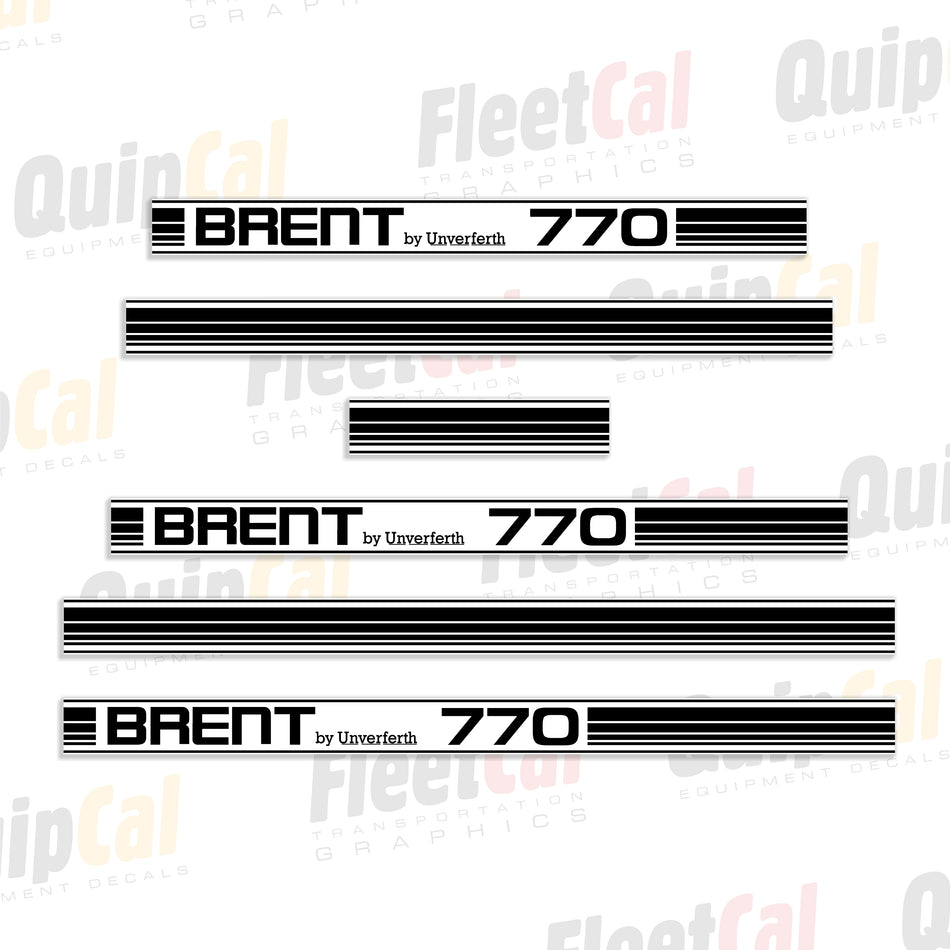 Brent 770 by Unverferth Grain Cart Decal Set (Black and White)