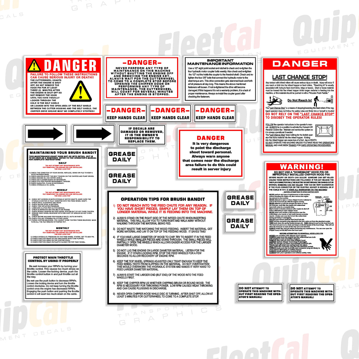 Local 150 Operators Sticker Brush Bandit Early Chipper Safety Decal Set – Truck and Equipment Decals