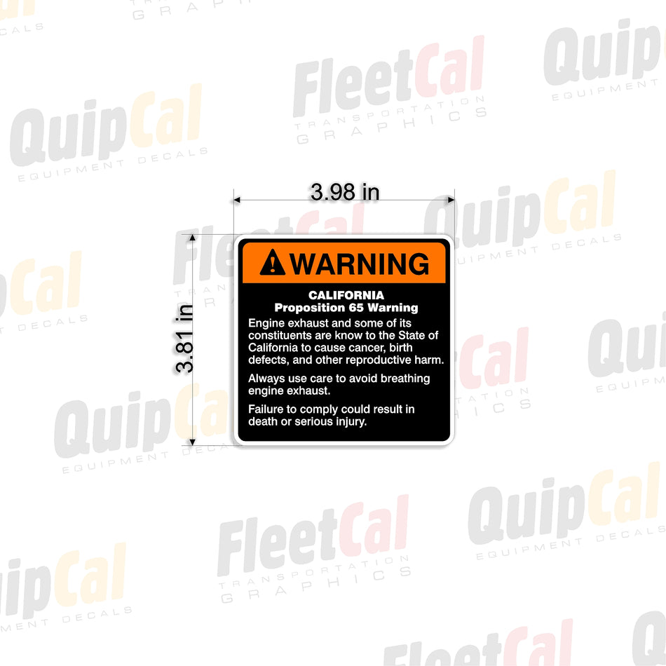 California Proposition 65 Warning Decal 003 (QTY 4)