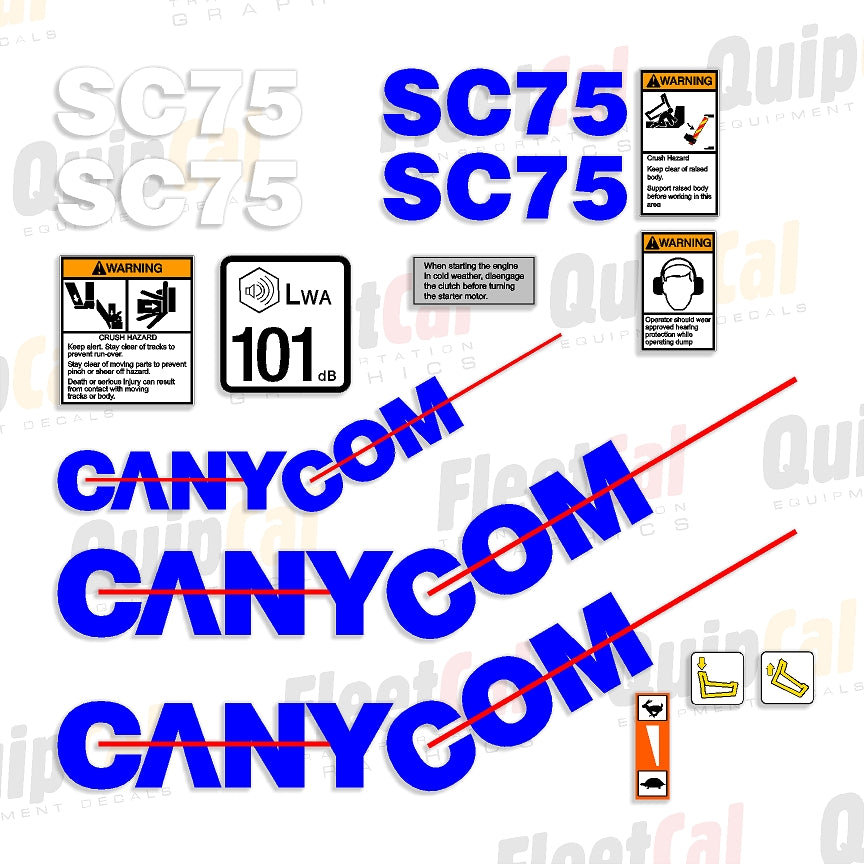 CanyCom SC75 Crawler Dump Marking Decal Set – Truck and Equipment Decals