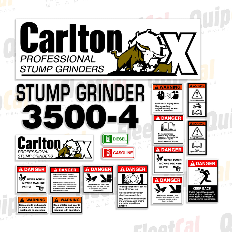 Carlton 3500-4 Stump Grinder Decal Set