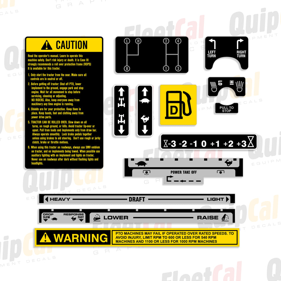 Caes IH Tractor Safety and Control Decal Set (fits models 485 - 885 and more)
