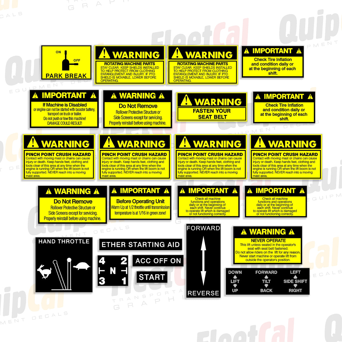 Warning Decals Telehandler Case Forklift Safety Decal Set Early Model (fits Models 584, 585, 586 ...