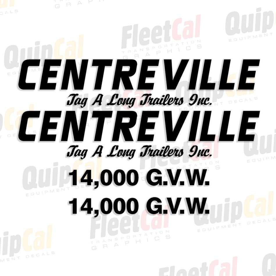 Centreville Tag Along Trailer Marking Decal Set (Black, Red, White)