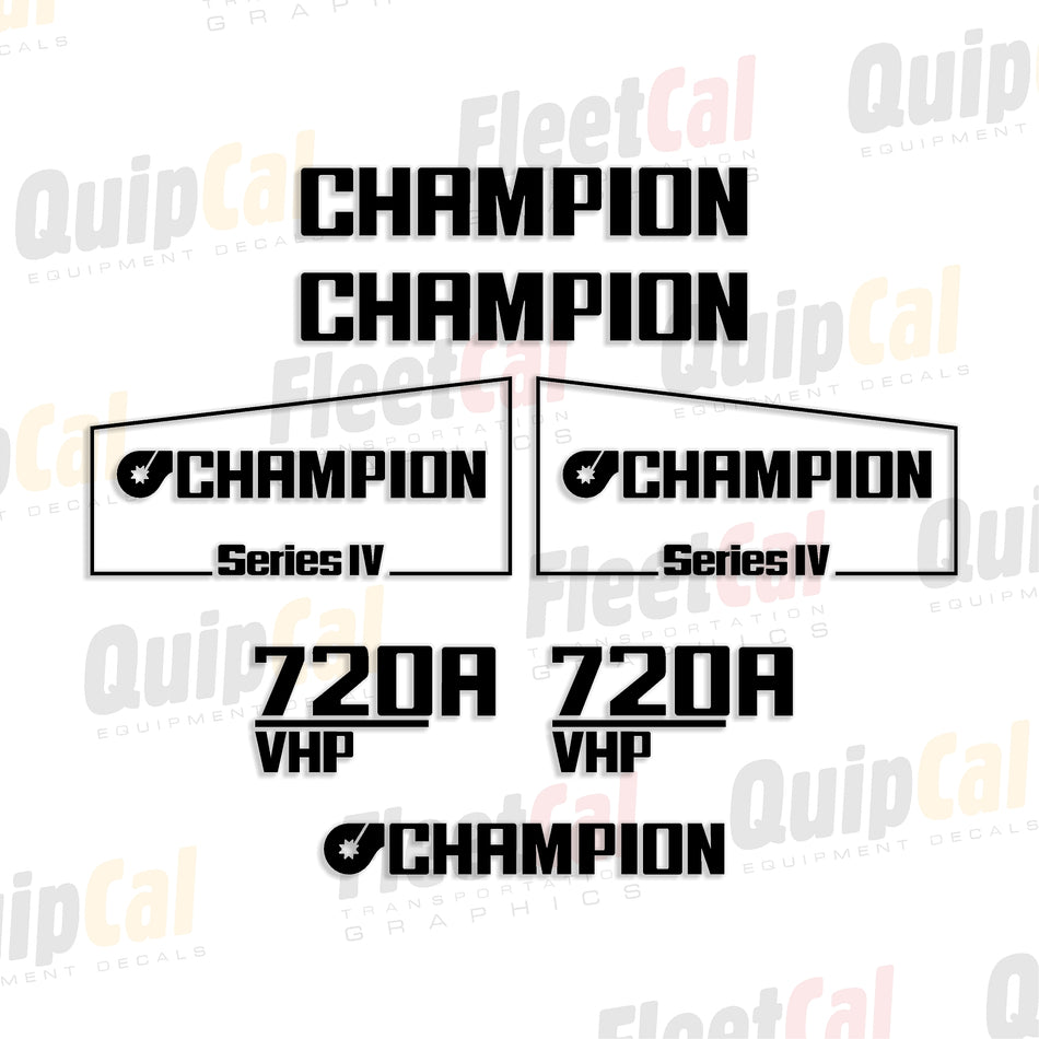 Champion 720A Series IV VHP Grader Decal Set