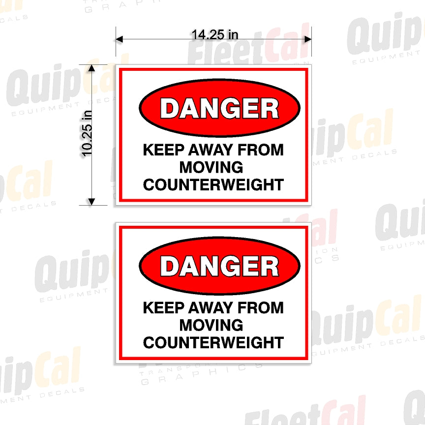 Counterweight Signage Counterweight Swing Warning - Universal 001 Safety Decal Set (1 PAIR ...