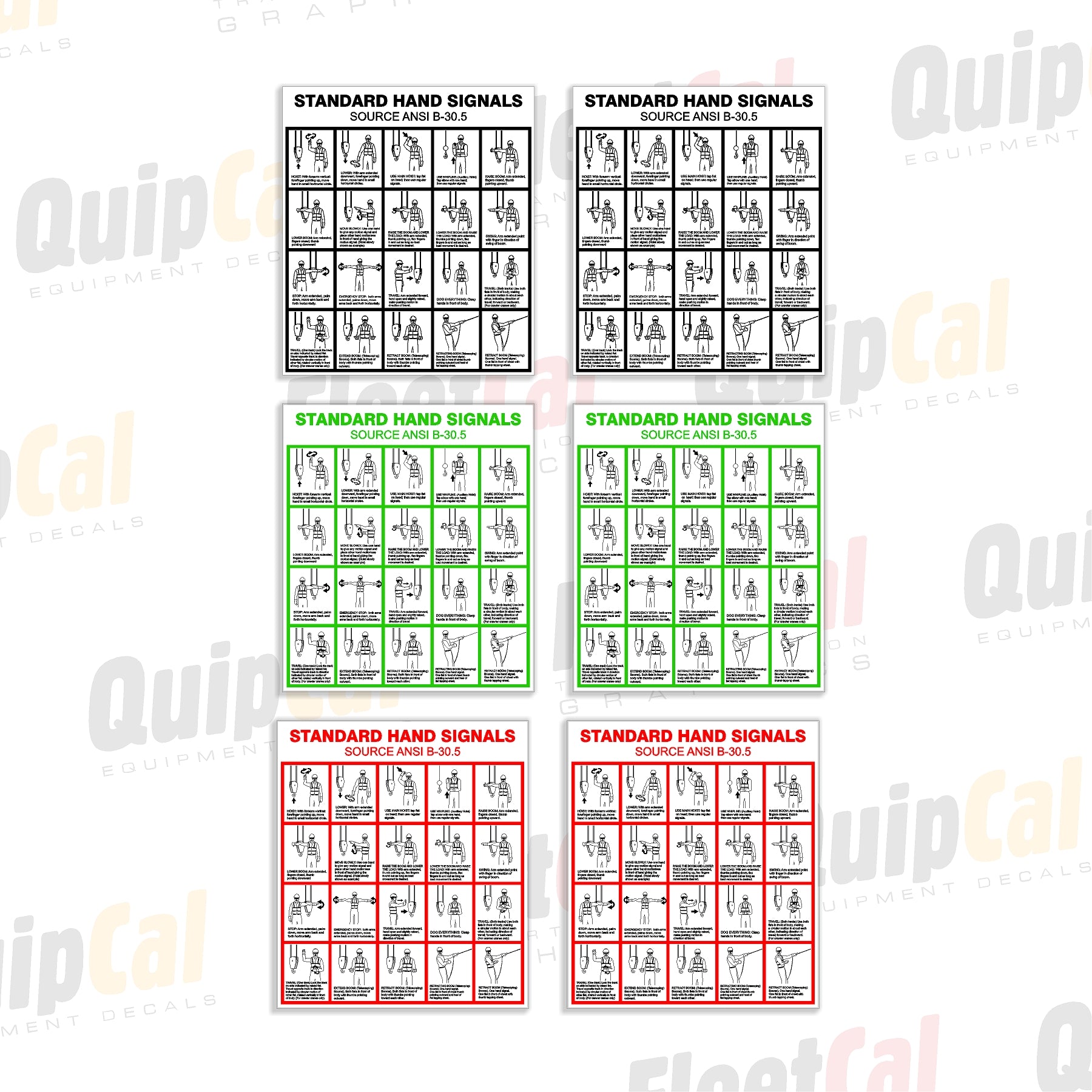 Crane Hand Signal Chart Decals (1 PAIR) – Truck and Equipment Decals