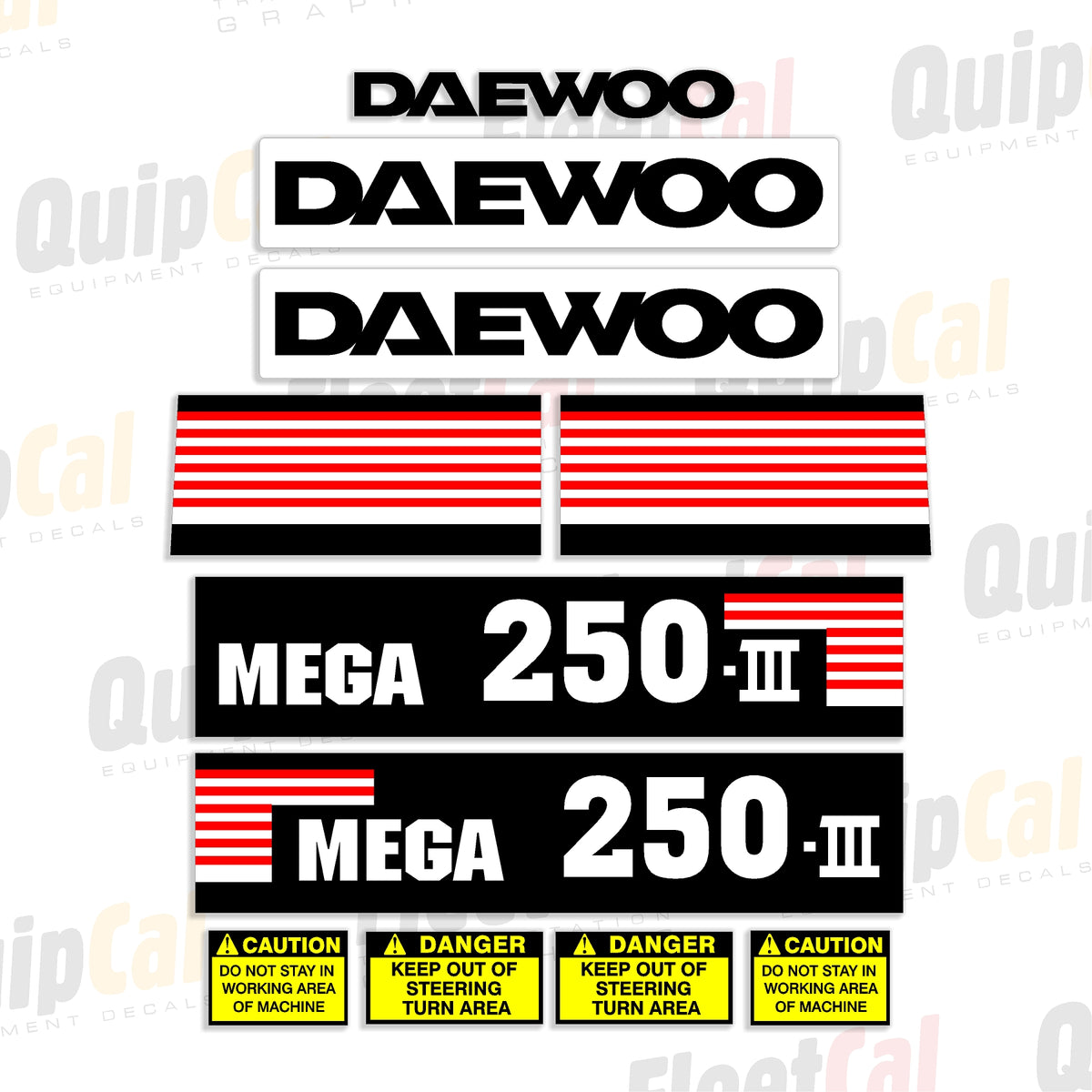 Highloader Stickers Daewoo Mega 250-III Wheel Loader Marking Decal Set – Truck and ...