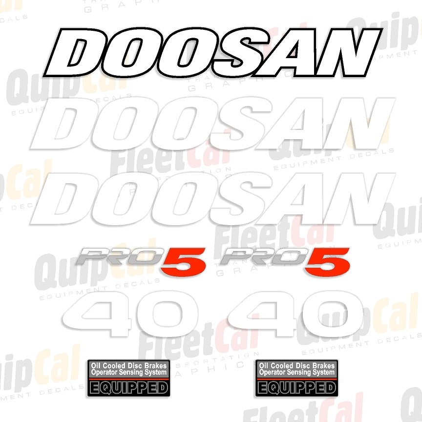 Forkift Lettering Doosan 40-5 Pro 5 Forklift Marking Decal Set – Truck and Equipment Decals