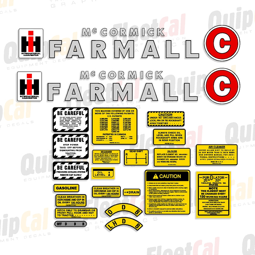 Same Tractor Emblems Farmall C Tractor Marking Decal Set – Truck and Equipment Decals