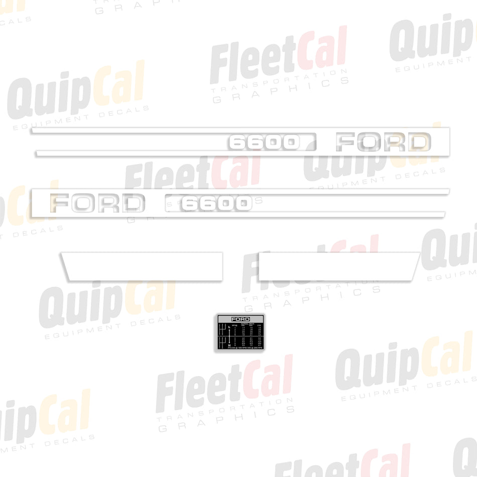 Ford 6600 Tractor Hood Decal Set with Shift Pattern