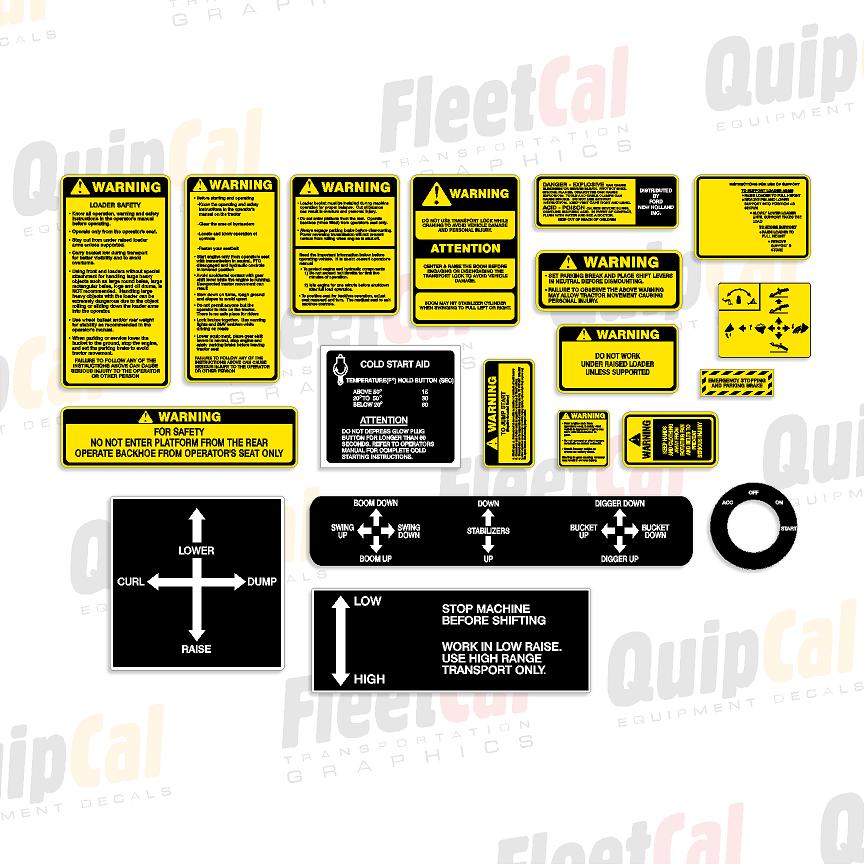 Backhoe Signage Ford D-Series Backhoe Safety Decal Set – Truck and Equipment Decals
