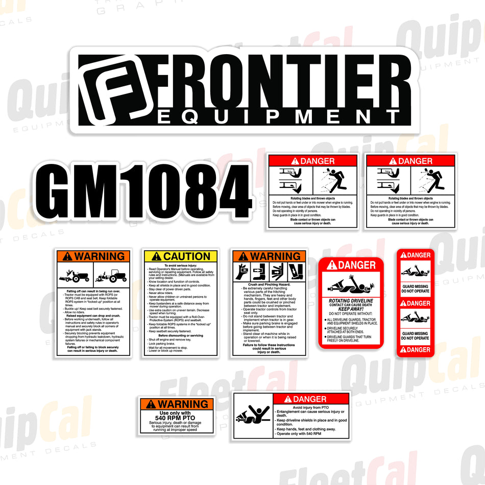 Frontier GM1084 Rotary Mower Decal Set