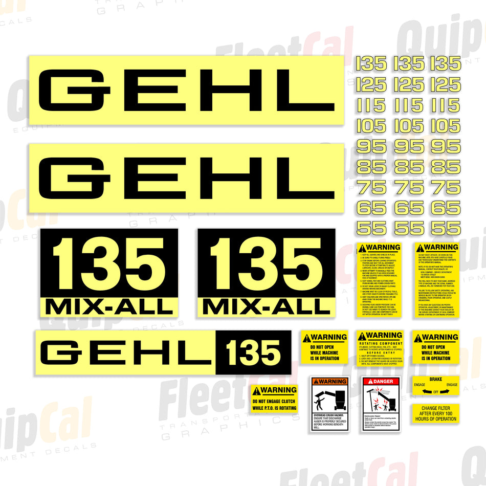 Gehl 135 Mix-All Feed Grinder Mixer Decal Set