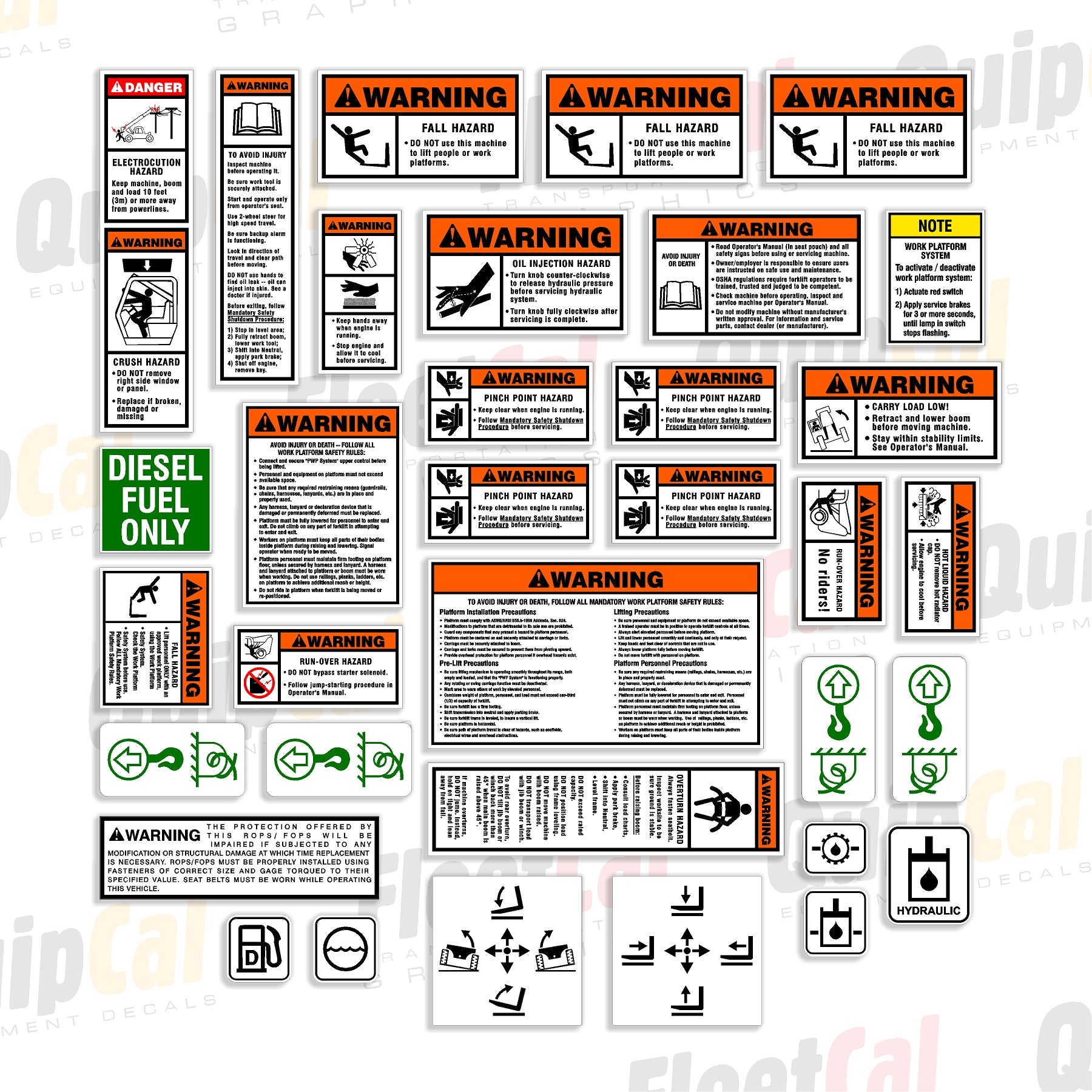 Gehl Telehandler Safety Decal Set – Truck and Equipment Decals