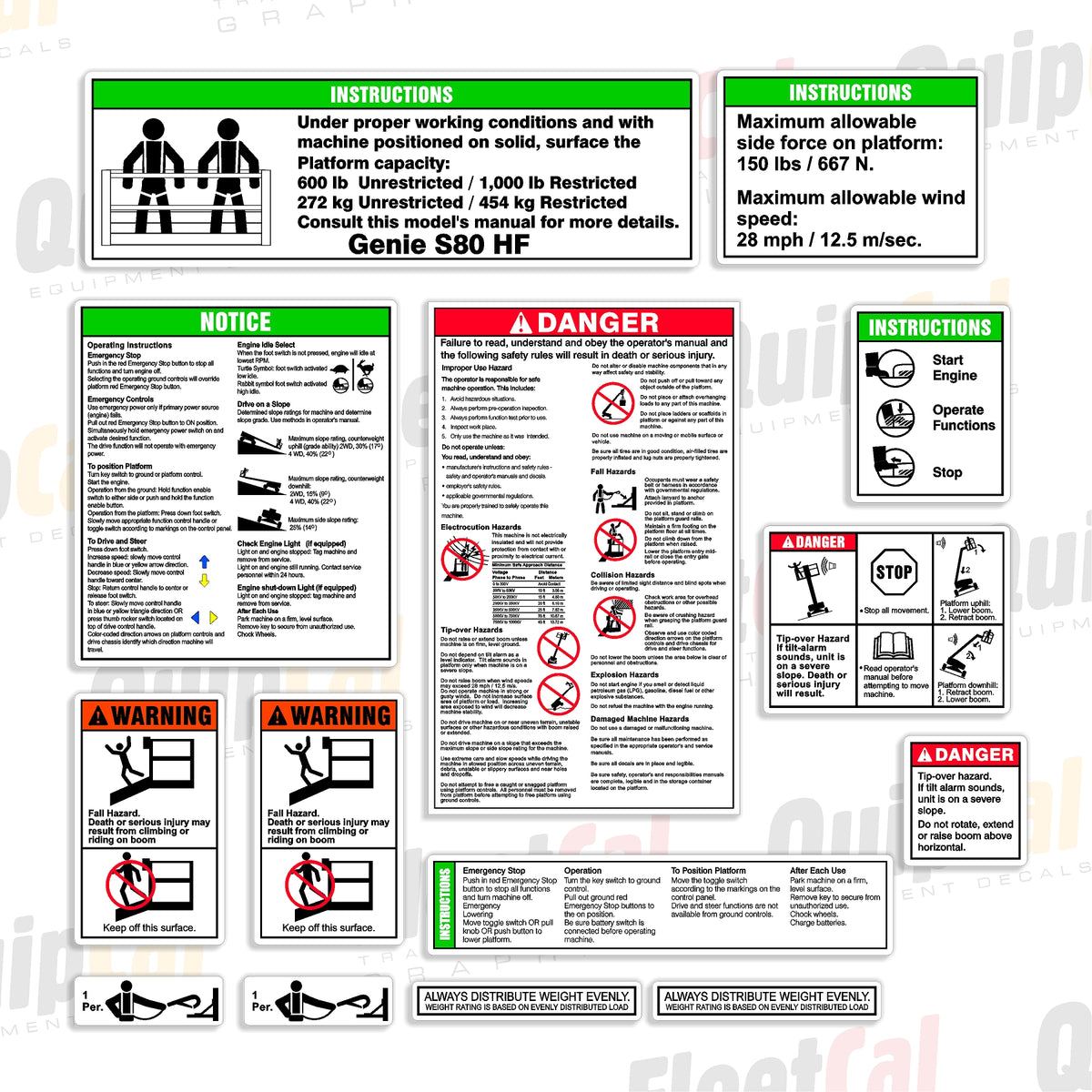 Platform Load Sticker Genie Telescopic Manlift Platform Safety Decal Set S80 HF – Truck and ...