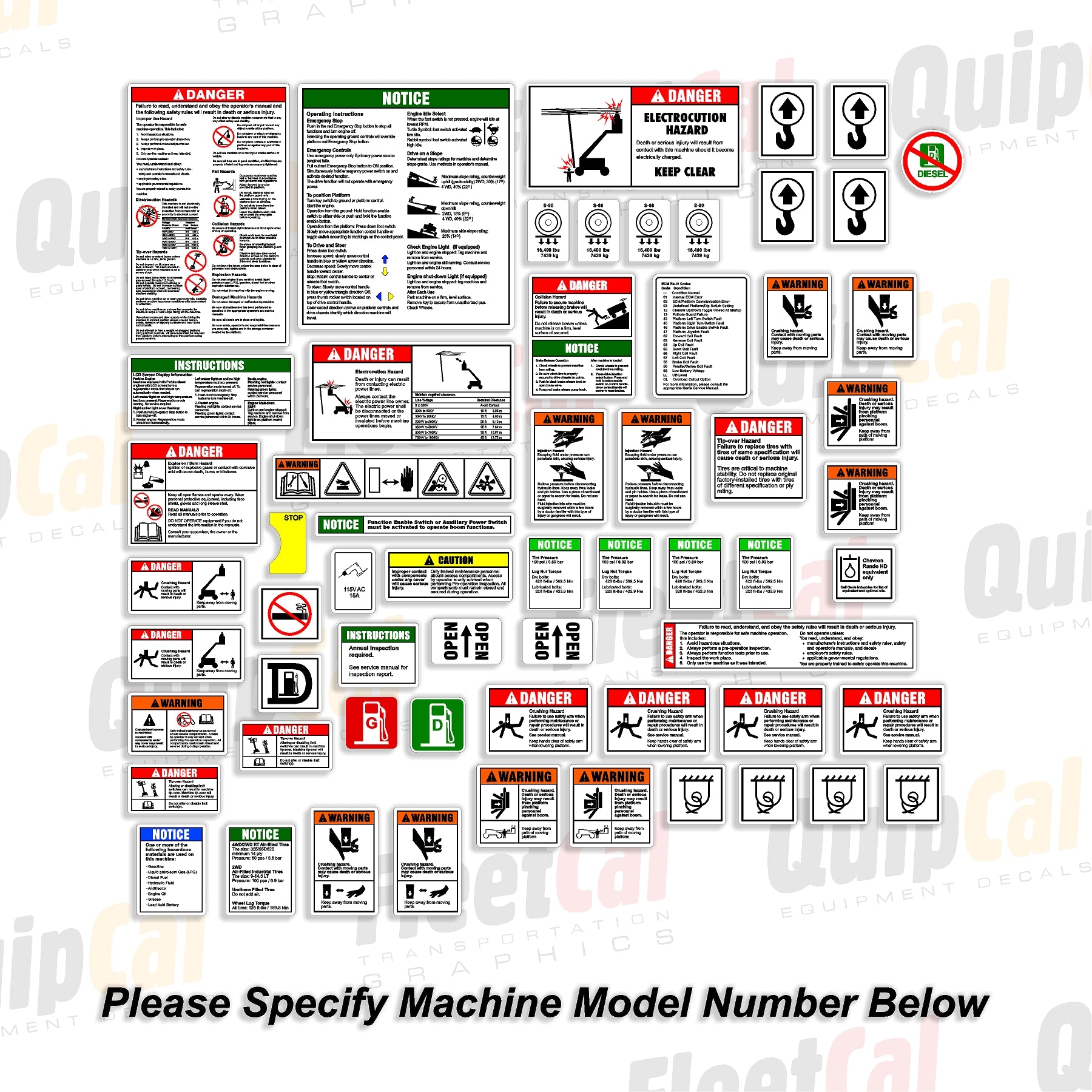 Genie Telescopic Manlift Safety Decal Set (fits models S40, S45, S60 ...