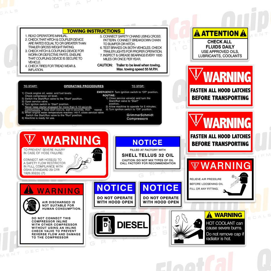 Grimmer Schmidt Air Compressor Decals