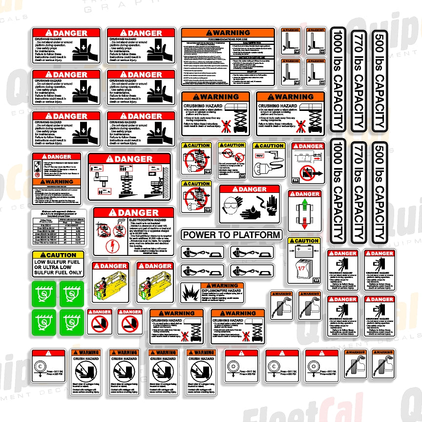 Hand Lift Sticker Haulotte Scissor Lift Safety Decal Set – Truck and Equipment Decals