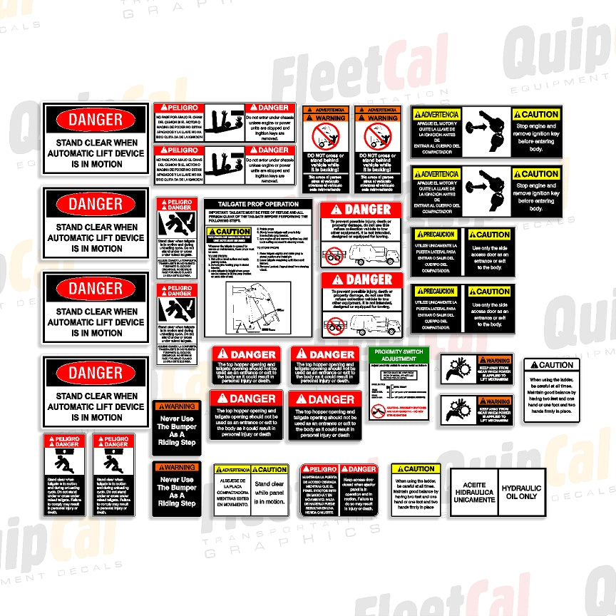 Heil Side Loader Garbage/Trash Truck Safety Decal Set – Truck and ...