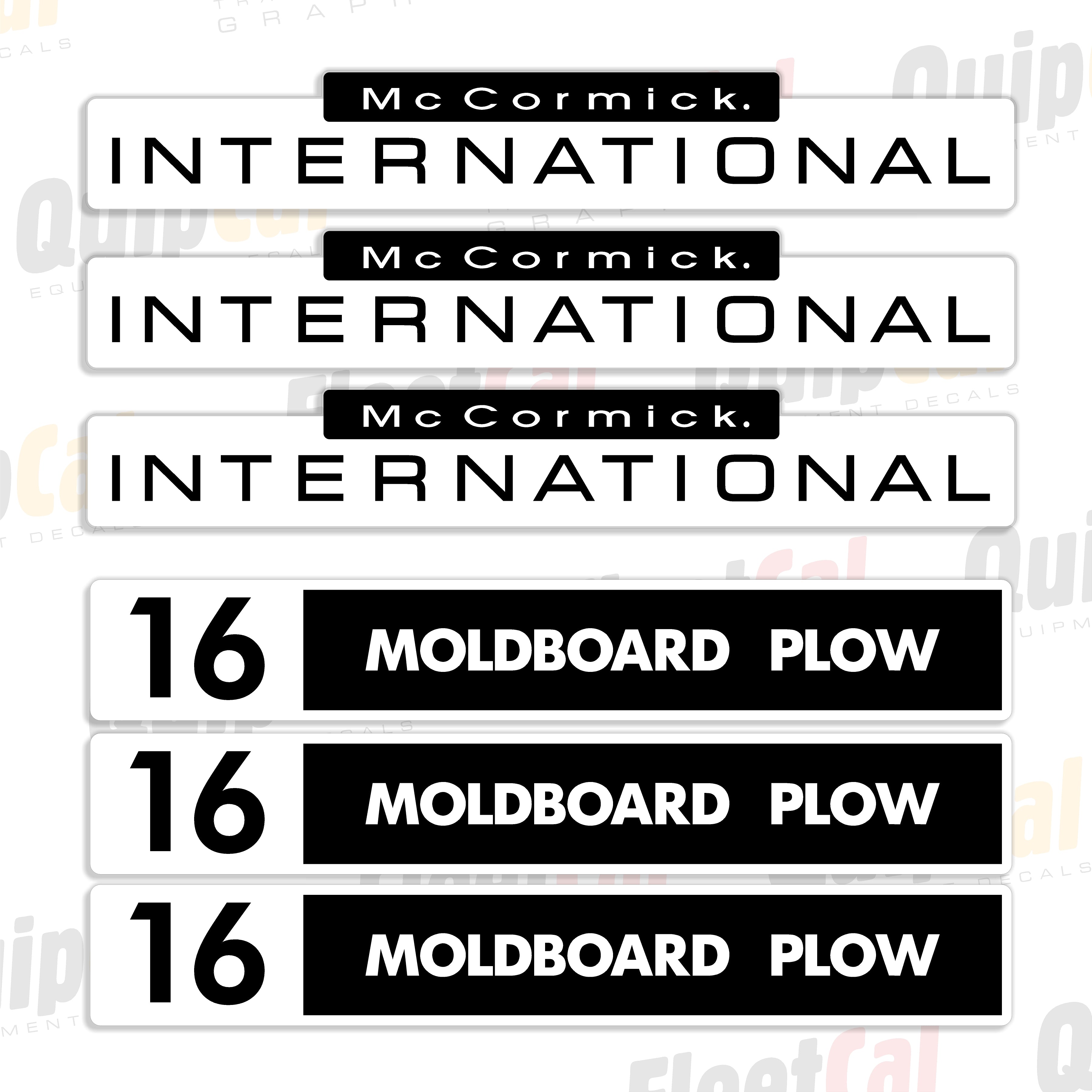 International McCormick Plow Decals