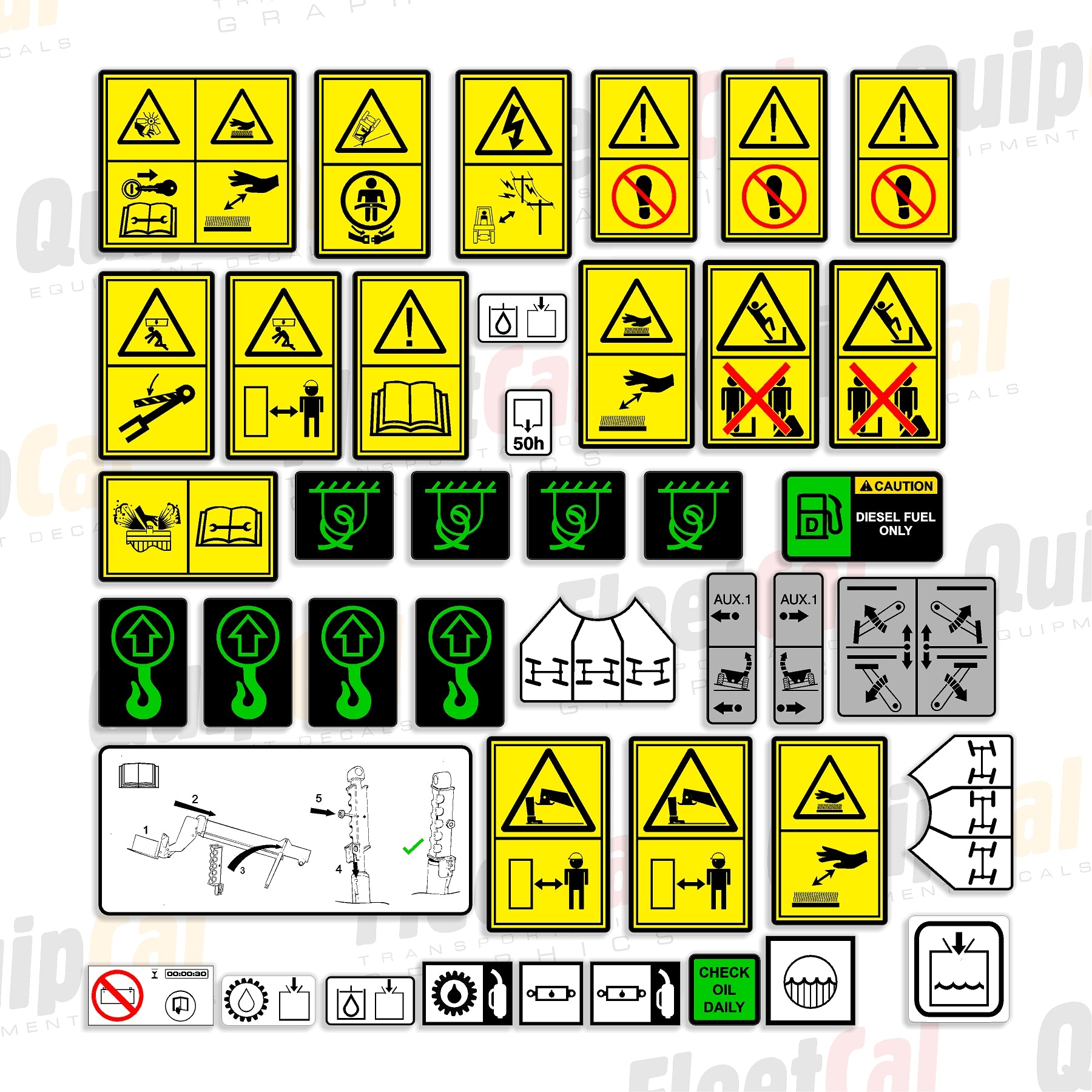 JCB Telehandler 2012 & Newer Safety Decal Set – Truck and Equipment Decals