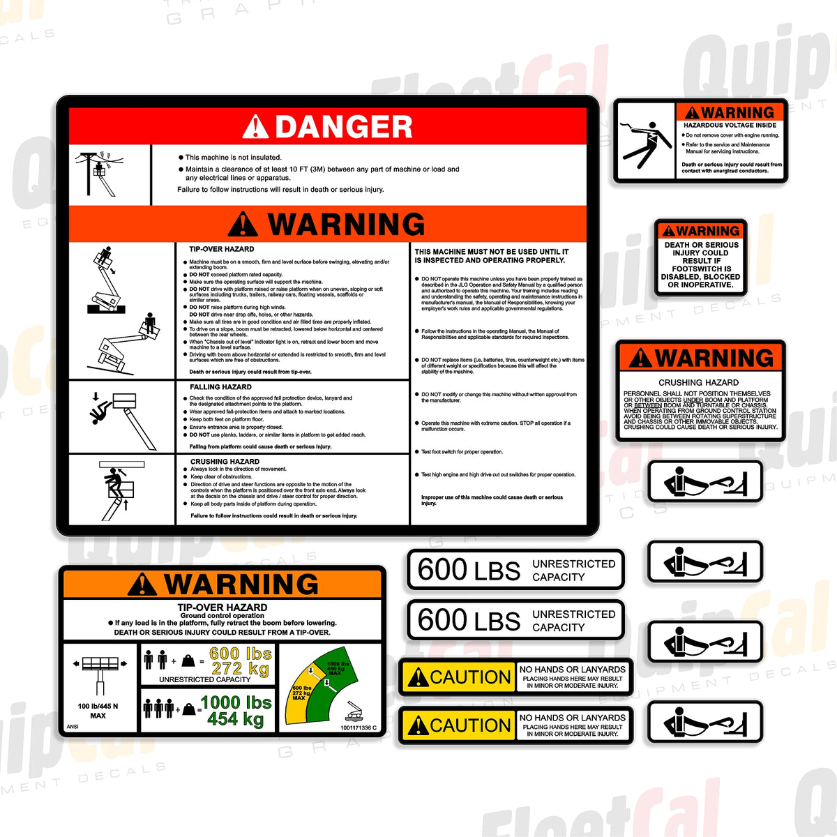 JLG Telescopic Manlift Platform Safety Decal Set 600 lb. Capacity ...