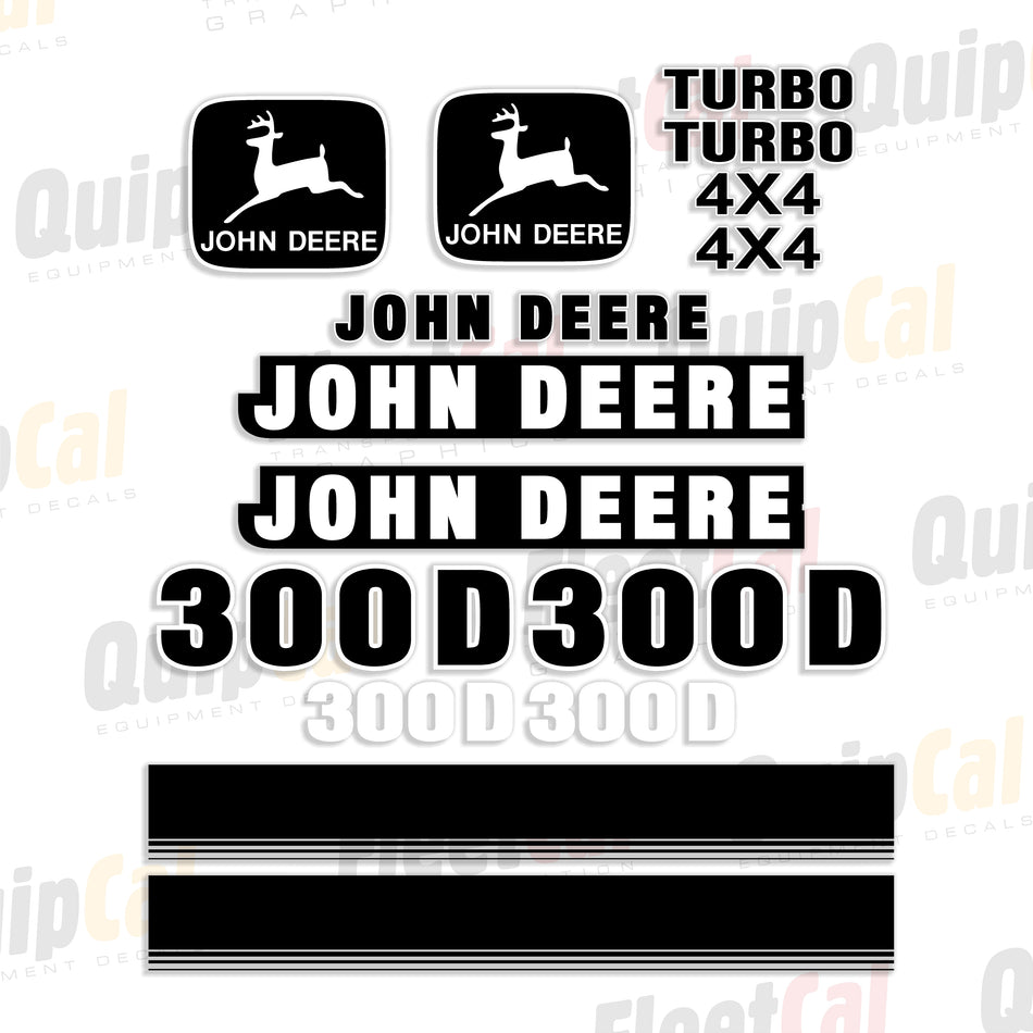 John Deere 300D Late Model Backhoe Decal Set