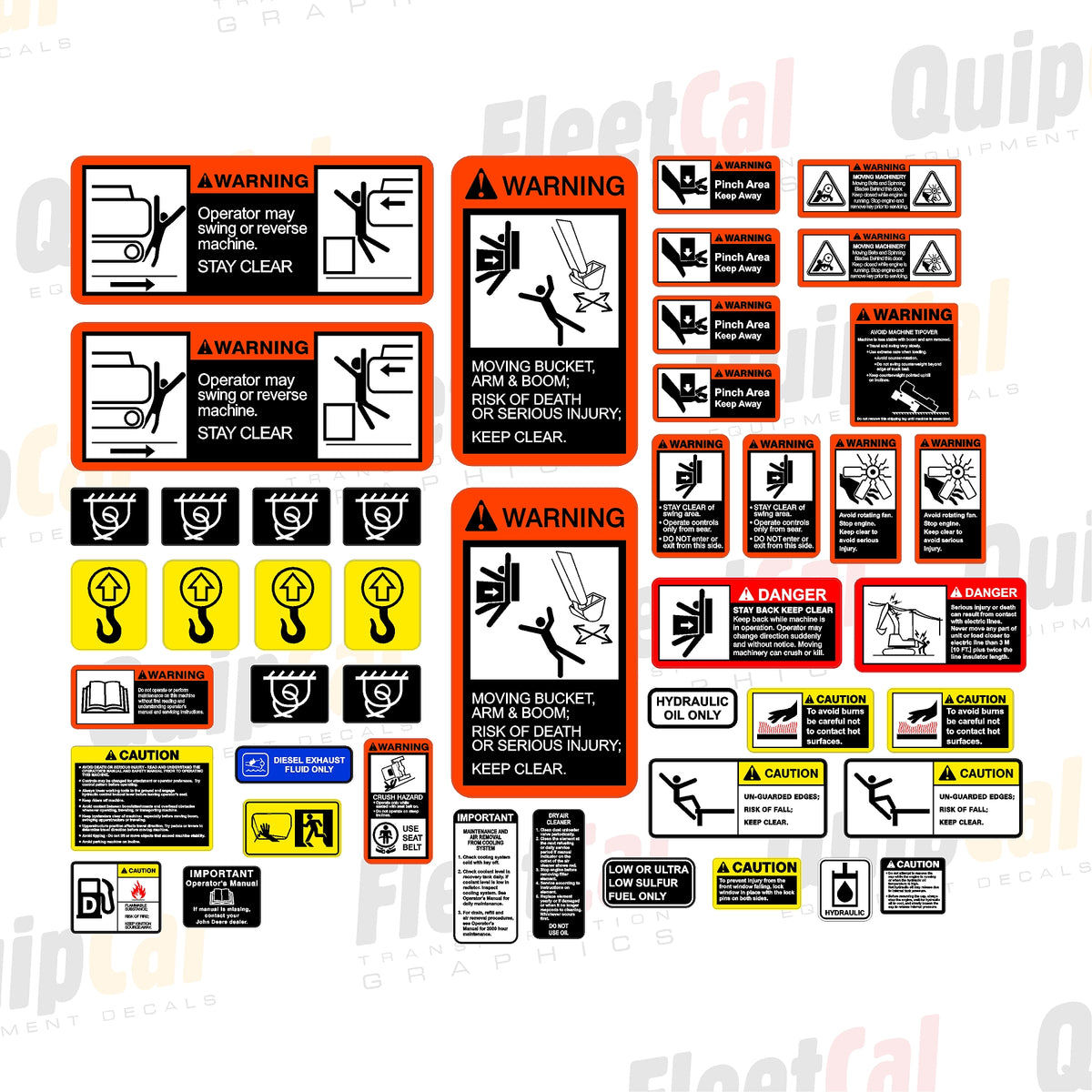 Control Decals John Deere - Hitachi Excavator Safety Decal Set (fits models 120 and l ...