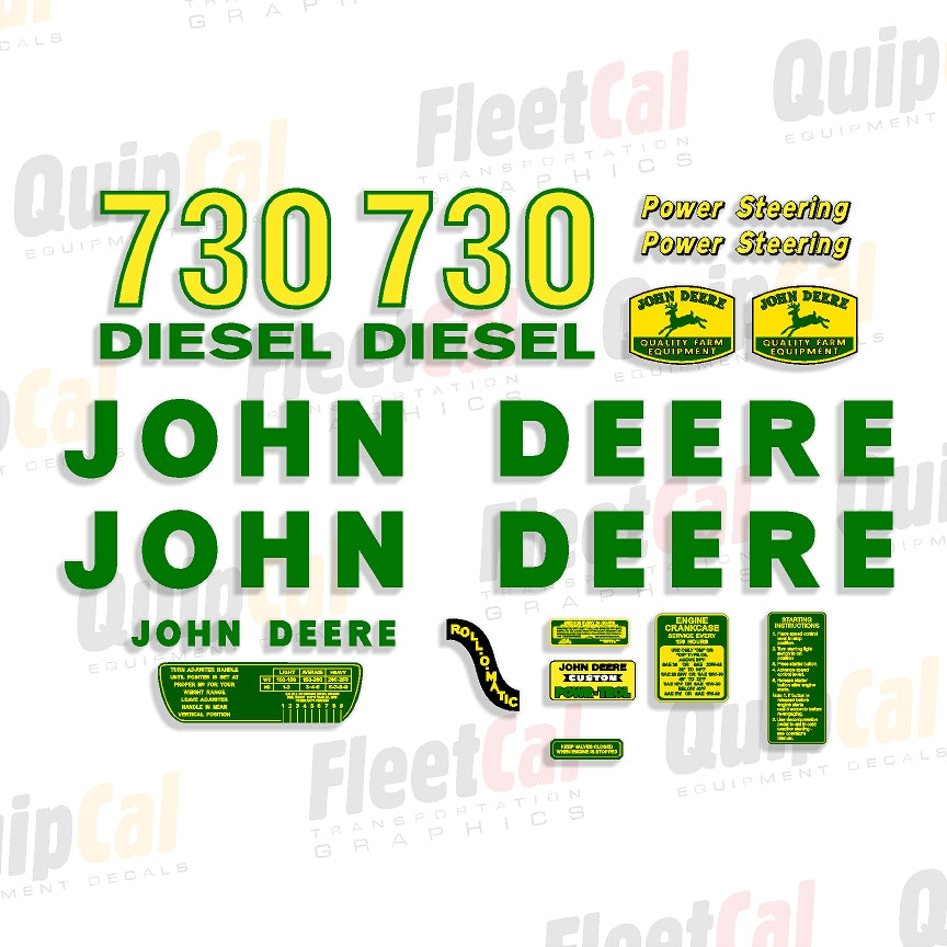 John Deere 730 Diesel Tractor Marking Decal Set – Truck and Equipment ...