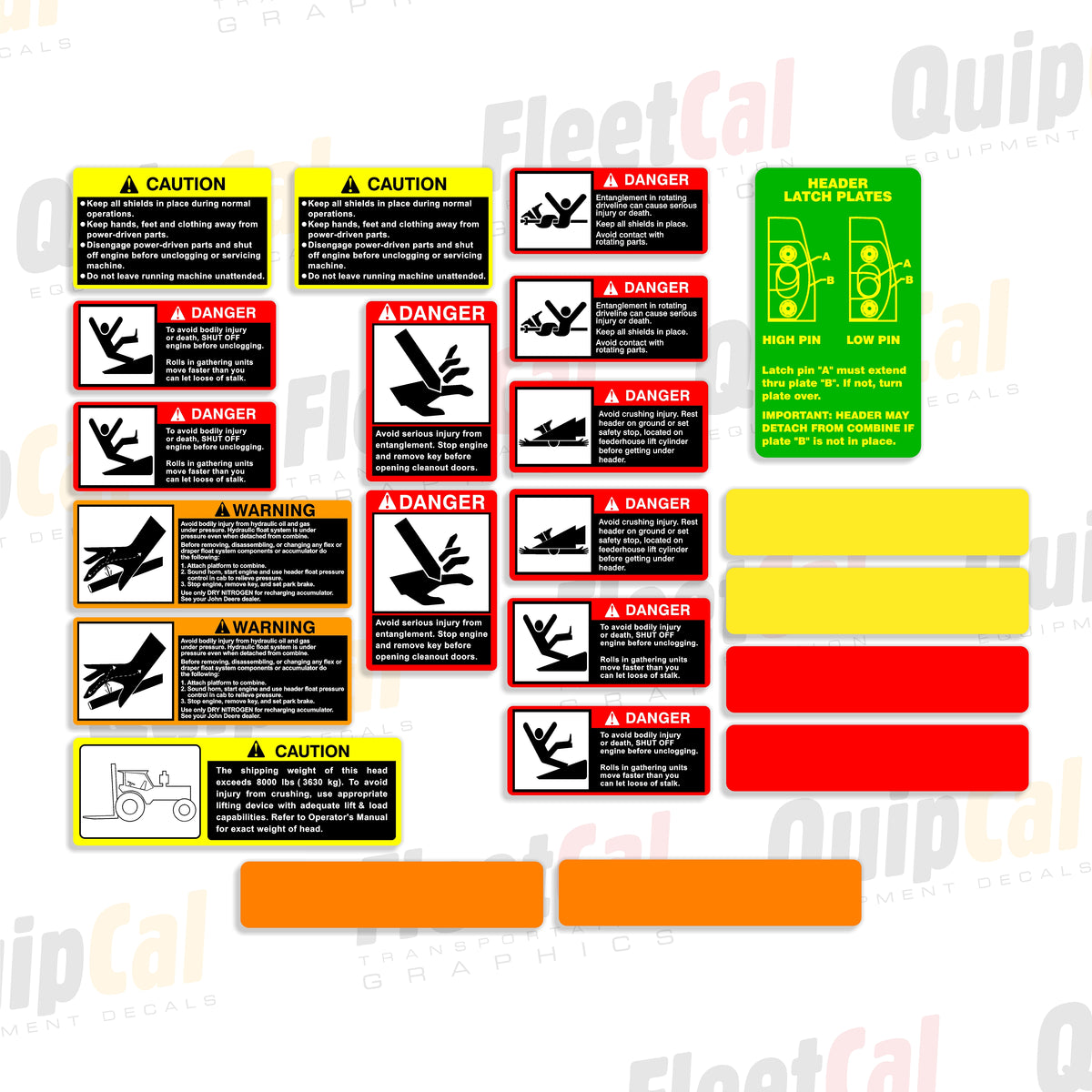 John Deere Header Safety Decals