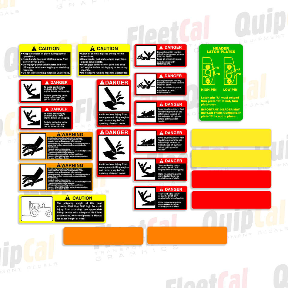 John Deere Header Safety Decals