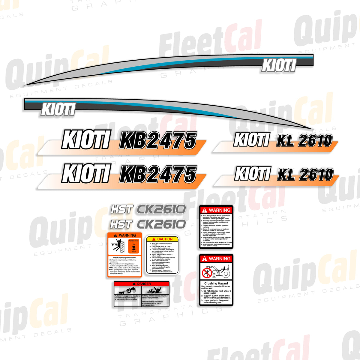 Kioti Backhoe Decal Set