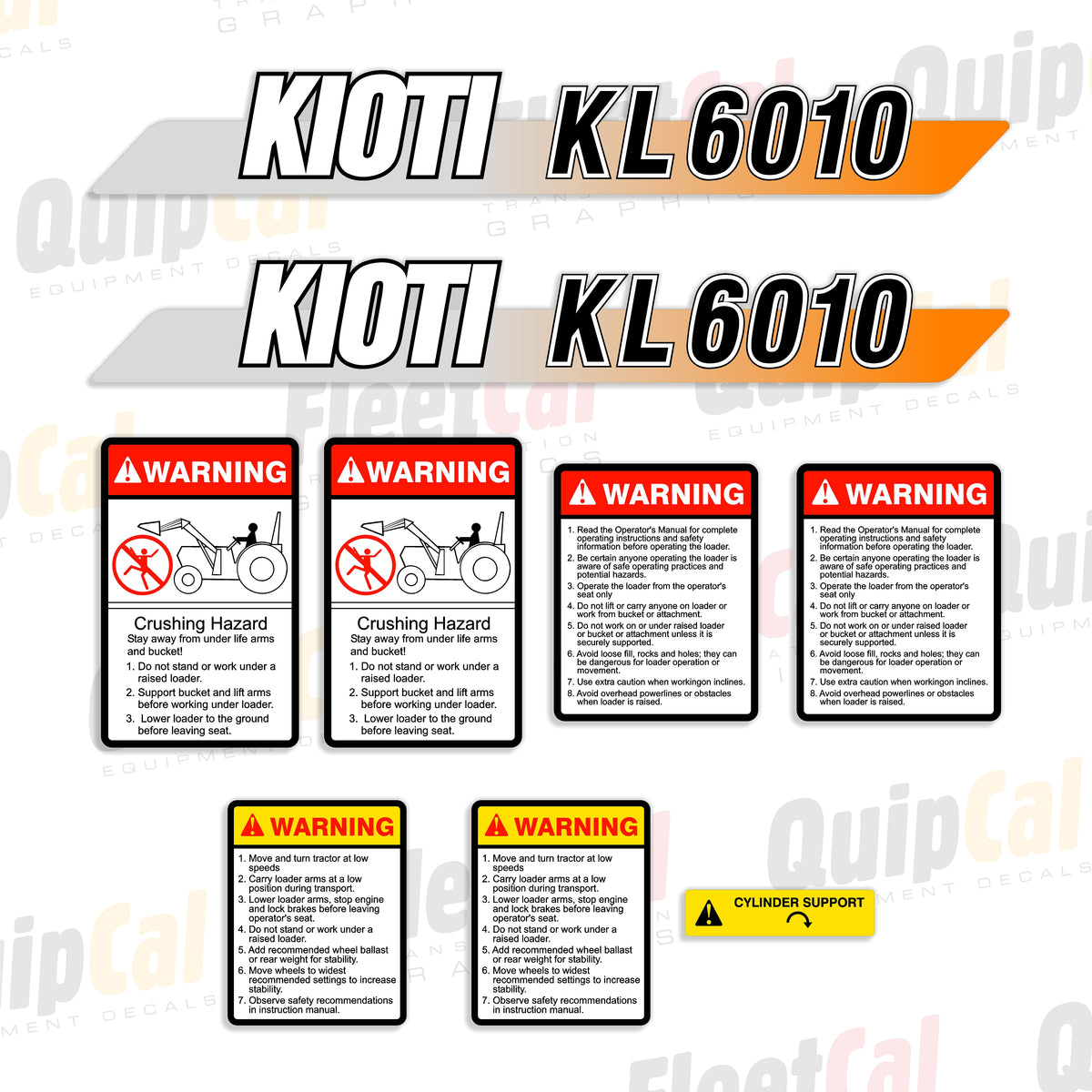 K910 Sign Label Kioti KL6010 Front Loader Marking Decal Set – Truck and Equipment Decals